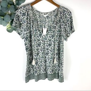 Lucky Brand Border Print Fringe Shirt